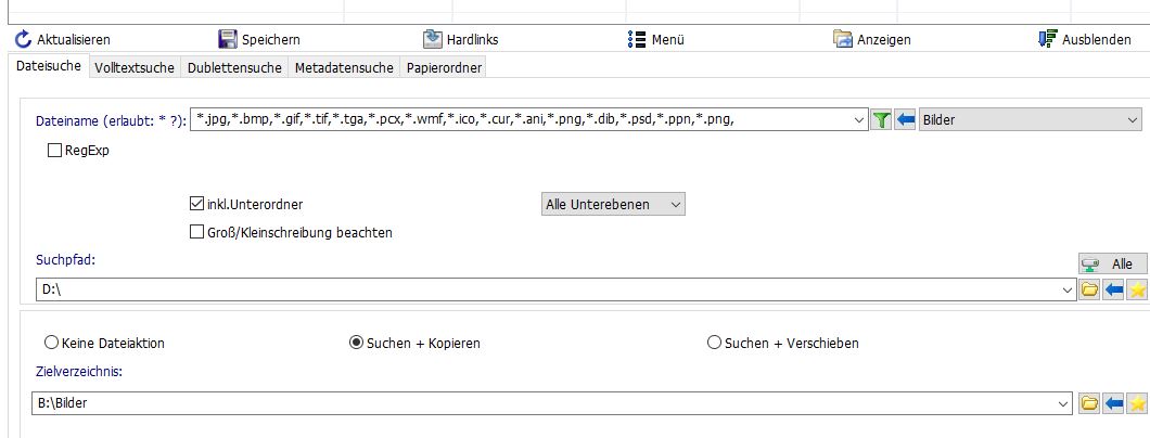 diese Einstellungen habe ich eingegeben
